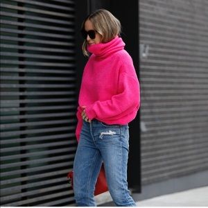 ZARA oversized neon pink sweater Sz S